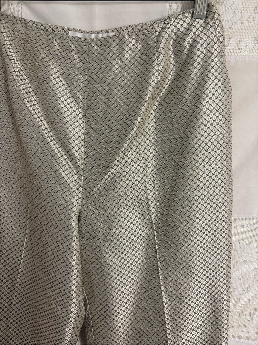 100% Silk Metallic Textured Boho Chic High Rise Dress Pants Size 6 - Picture 14 of 14